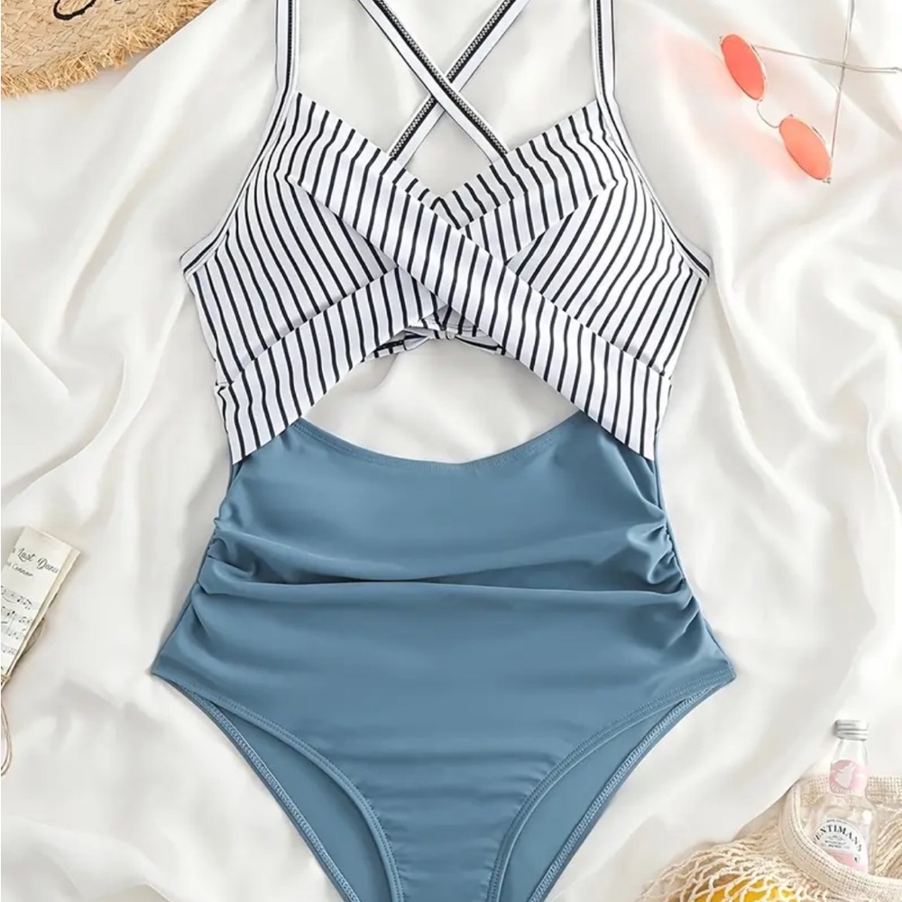 Striped Cutout One-Piece Swimsuit